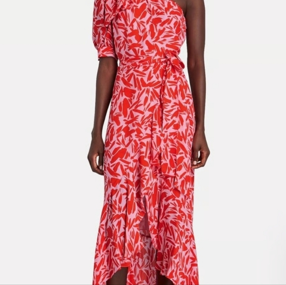 Veronica Beard Vie One-Shoulder Floral Midi Dress Size 4 - Picture 6 of 8